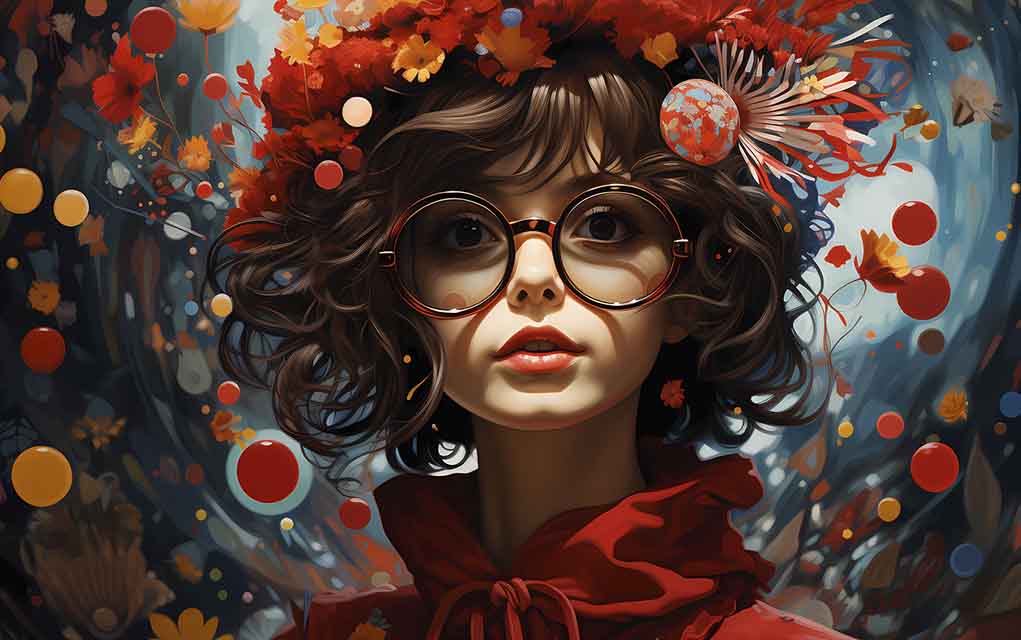 artificial intelligence generated image girl and glasses.