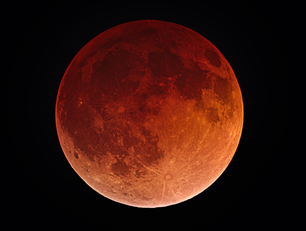 Photograph of lunar ecclipse, otherwise called a Blood Moon.