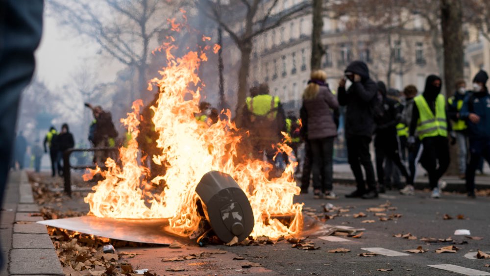 A scene from the 'Yellow Vests' protests in France. A sensitive area of photojournalism that demands high standards of photography ethics.