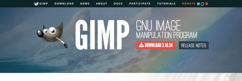 GIMP photo editing software.