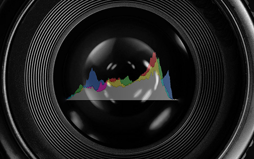 camera lens with superimposed histogram.