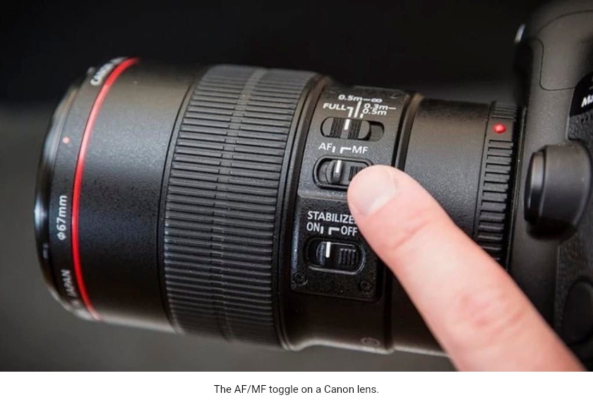 canon lens with MF-AF toggle.