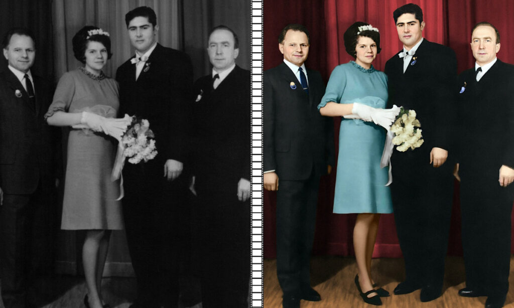 before and after example of picture restoration.