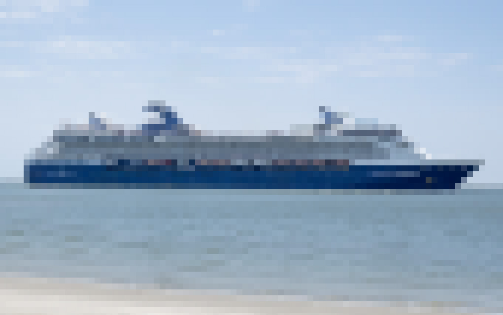 cruise ship image with pixelization.