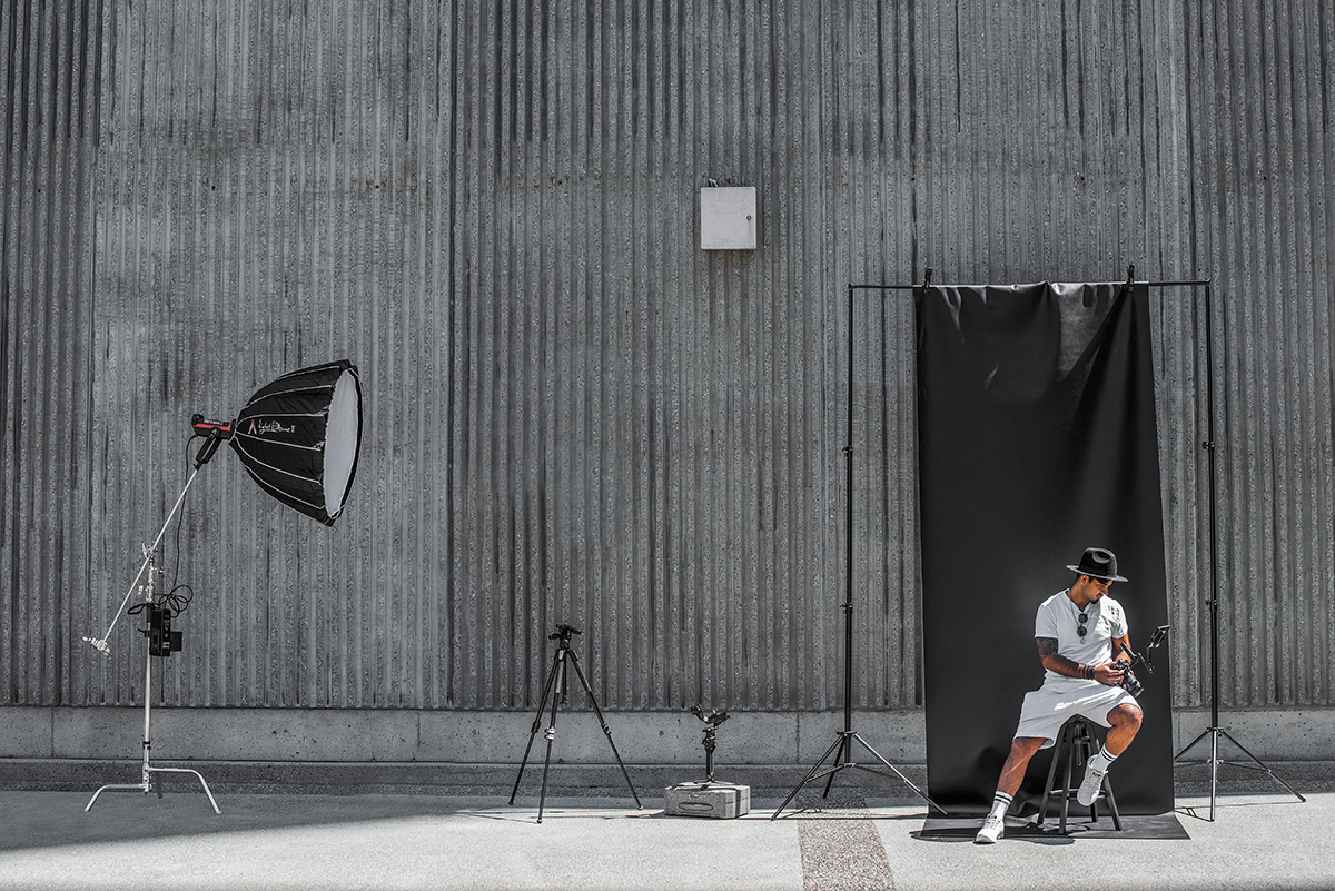 setting up outdoor studio for photography inspiration.