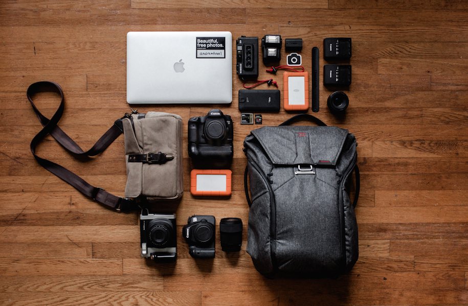 camera gear and equipment for wedding photography.
